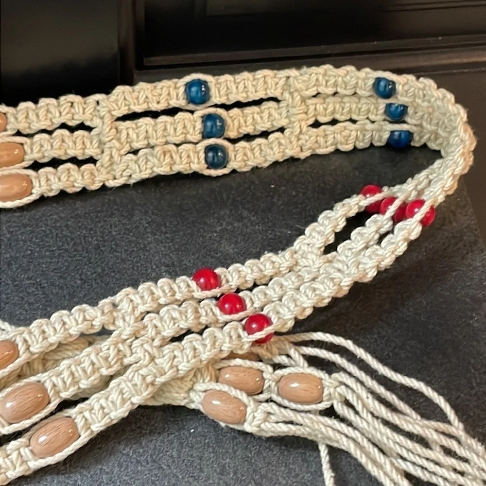 Boho Macramé Wooden Beaded Belt